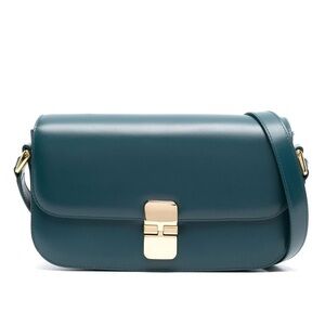 A.P.C. Teal Shoulder Bag with Gold Accents